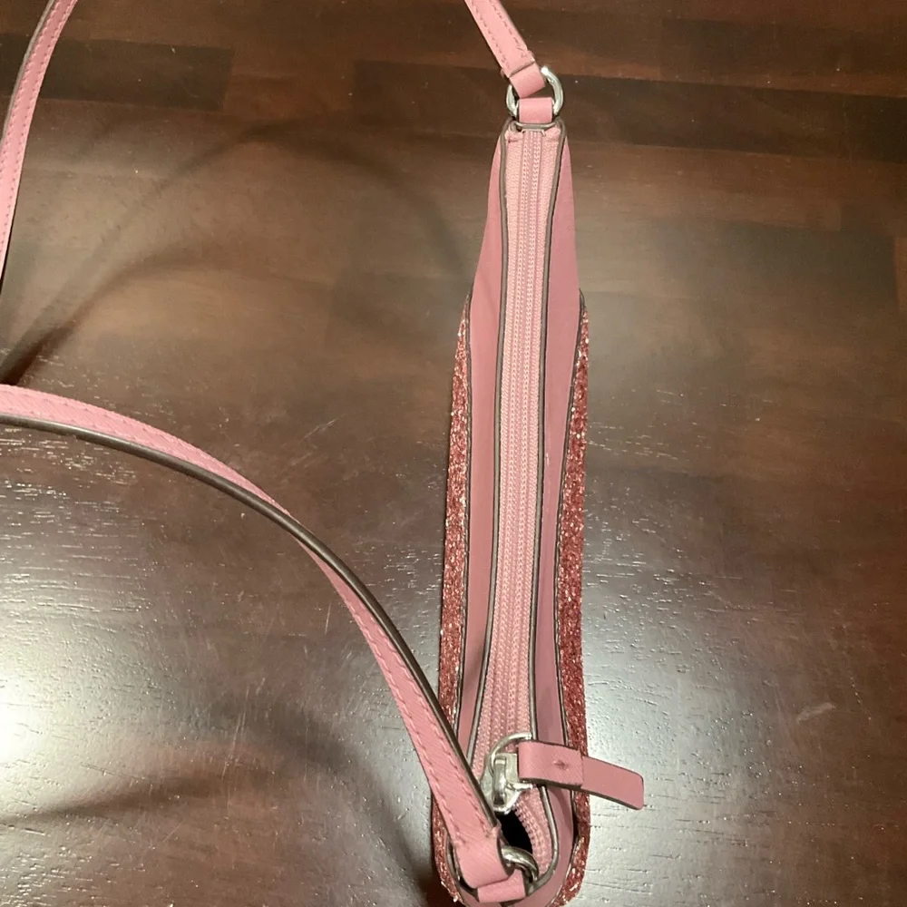 KATE SPADE NY RAMEY GRETA SAFFIANO LEATHER‎ GLITTER SMALL PINK PEONY CROSSBODY